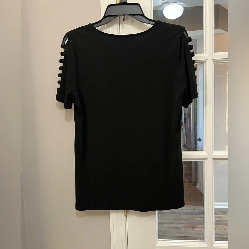 Michael Kors Black Short Sleeve Top with Cut-Out Details size M EUC